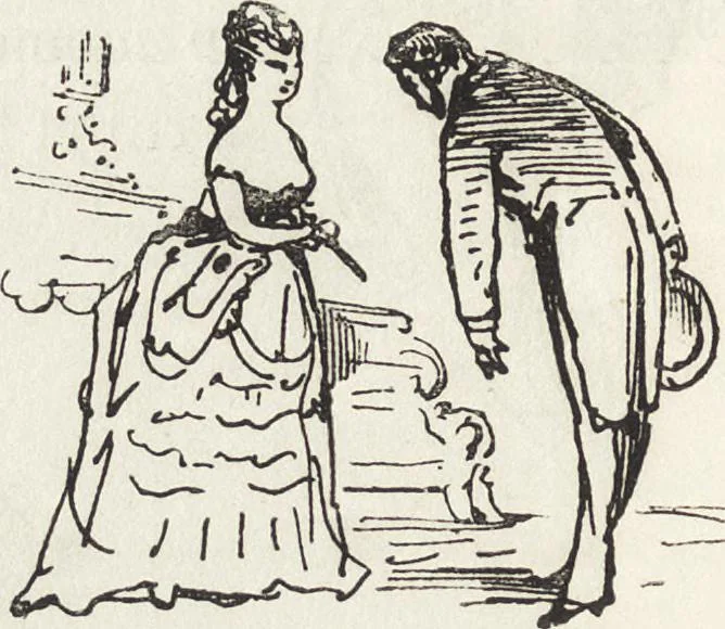 An illustration from La comédie de notre temps ... études au crayon et à la plume, 1874, leaf 95