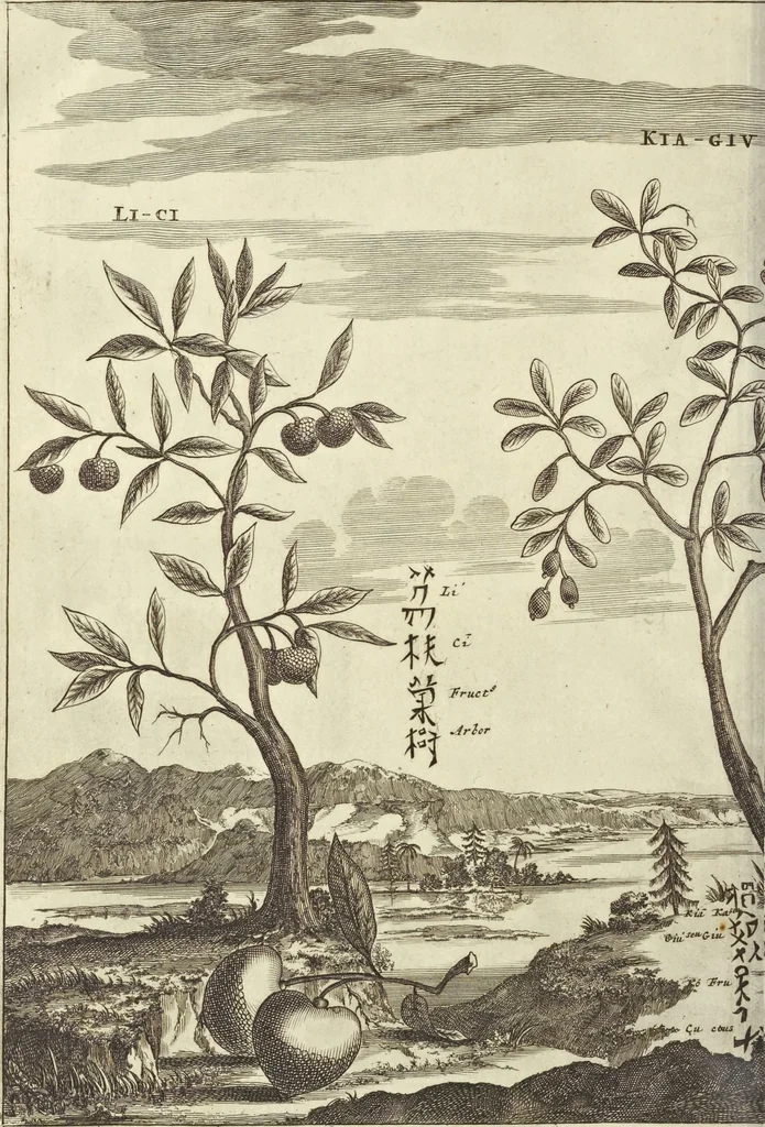 An illustration from Gedenkwaerdig bedryf der Nederlandsche Oost-Indische Maetschappye, op de kuste en in het keizerrijk van Taising of Sina : behelzende het tweede gezandschap aen den onder-koning Singlamong en veldheer Taising Lipoui, door Jan van Kampen en Konstantyn Nobel : vervolgt met een verhael van het voorgevallen des jaers zestien hondert drie en vier en zestig, op de kuste van Sina, en ontrent d'eilanden Tayowan, Formosa, Ay en Quemuy, onder't gezag van Balthasar Bort : en het derde gezandschap aen Konchy, Tartarsche keizer van Sina en Oost-Tartarye : onder beleit van zijne ed. Pieter van Hoorn : beneffens een beschryving van geheel Sina : verçiert doorgaens met verscheide kopere platen, 1670, leaf 1016