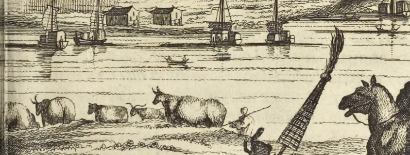 An illustration from Gedenkwaerdig bedryf der Nederlandsche Oost-Indische Maetschappye, op de kuste en in het keizerrijk van Taising of Sina : behelzende het tweede gezandschap aen den onder-koning Singlamong en veldheer Taising Lipoui, door Jan van Kampen en Konstantyn Nobel : vervolgt met een verhael van het voorgevallen des jaers zestien hondert drie en vier en zestig, op de kuste van Sina, en ontrent d'eilanden Tayowan, Formosa, Ay en Quemuy, onder't gezag van Balthasar Bort : en het derde gezandschap aen Konchy, Tartarsche keizer van Sina en Oost-Tartarye : onder beleit van zijne ed. Pieter van Hoorn : beneffens een beschryving van geheel Sina : verçiert doorgaens met verscheide kopere platen, 1670, leaf 463