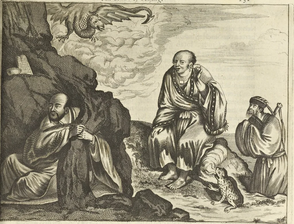 An illustration from Gedenkwaerdig bedryf der Nederlandsche Oost-Indische Maetschappye, op de kuste en in het keizerrijk van Taising of Sina : behelzende het tweede gezandschap aen den onder-koning Singlamong en veldheer Taising Lipoui, door Jan van Kampen en Konstantyn Nobel : vervolgt met een verhael van het voorgevallen des jaers zestien hondert drie en vier en zestig, op de kuste van Sina, en ontrent d'eilanden Tayowan, Formosa, Ay en Quemuy, onder't gezag van Balthasar Bort : en het derde gezandschap aen Konchy, Tartarsche keizer van Sina en Oost-Tartarye : onder beleit van zijne ed. Pieter van Hoorn : beneffens een beschryving van geheel Sina : verçiert doorgaens met verscheide kopere platen, 1670, leaf 899