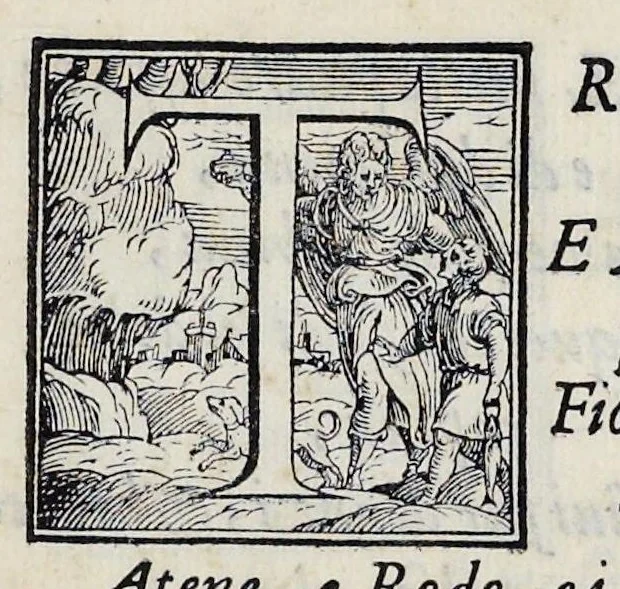 An illustration from Alcvne composizioni di diversi avtori in lode del ritratto della Sabina scolpito in marmo dall'eccellentissimo m. Giouanni Bologna, posto nella piazza del serenissimo gran duca di Toscana, 1583, leaf 18