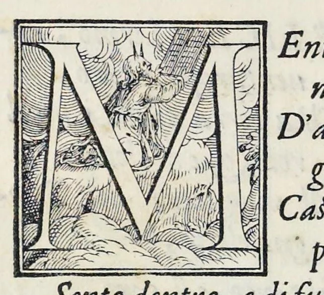 An illustration from Alcvne composizioni di diversi avtori in lode del ritratto della Sabina scolpito in marmo dall'eccellentissimo m. Giouanni Bologna, posto nella piazza del serenissimo gran duca di Toscana, 1583, leaf 21