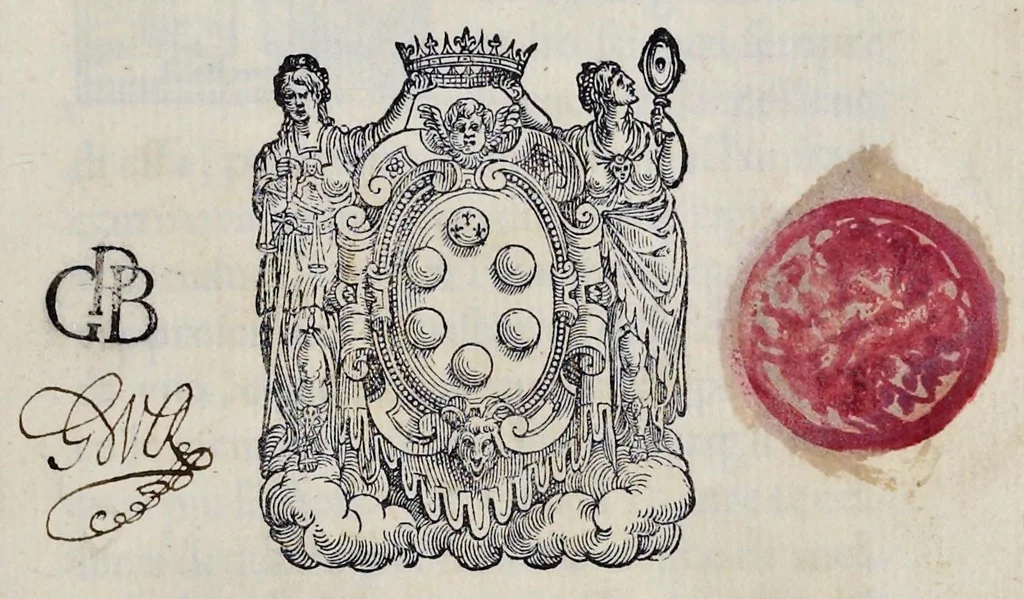 An illustration from Alcvne composizioni di diversi avtori in lode del ritratto della Sabina scolpito in marmo dall'eccellentissimo m. Giouanni Bologna, posto nella piazza del serenissimo gran duca di Toscana, 1583, leaf 6