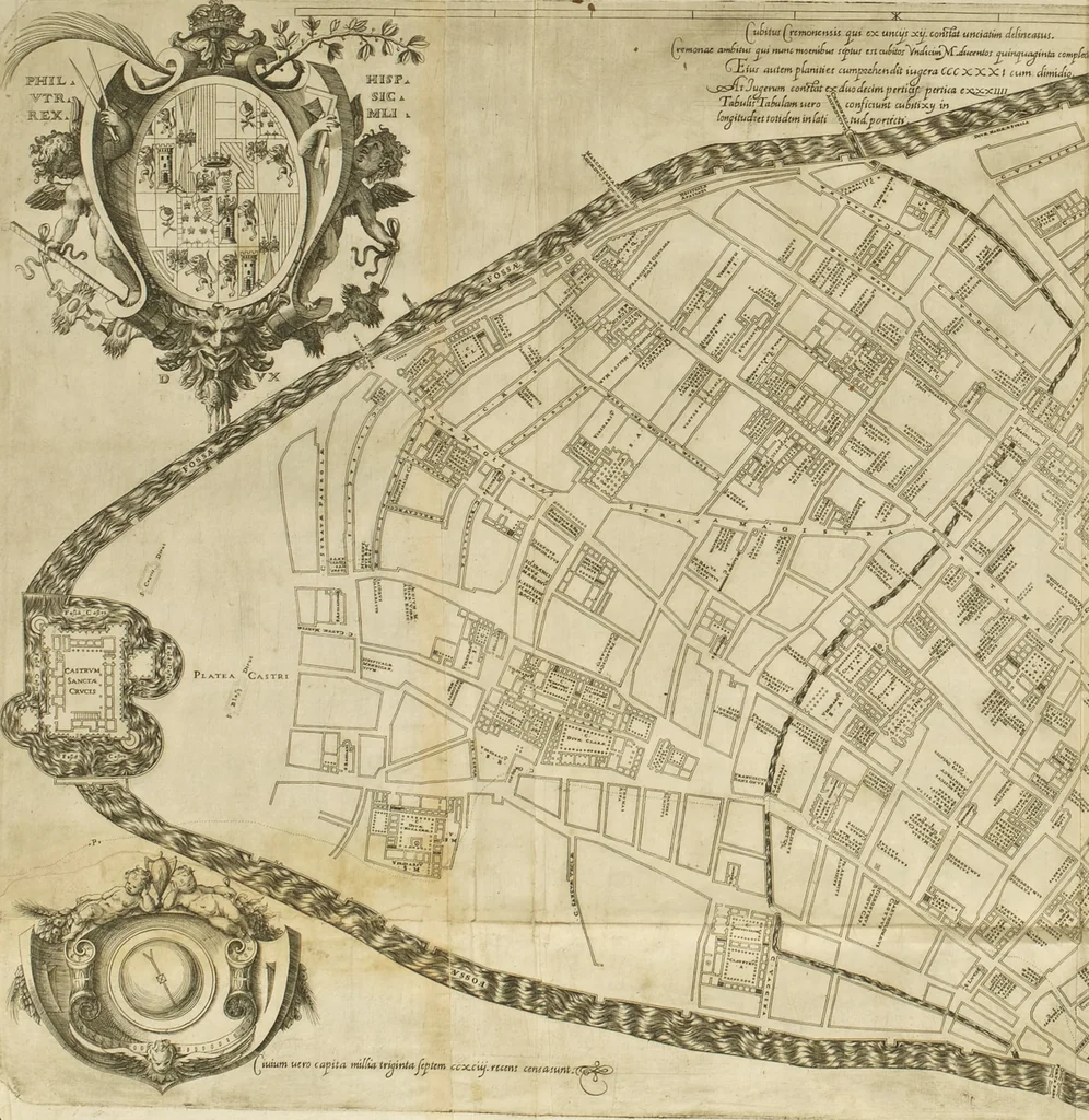An illustration from Cremona fedelissima citta et nobilissima colonia de Romani : rappresentata in disegno col svo contado et illvstrata d'vna breve historia delle cose piv notabili appartenenti ad essa et de i ritratti natvrali de dvchi et dvchesse di Milano e compendio delle lor vite, 1585, leaf 179