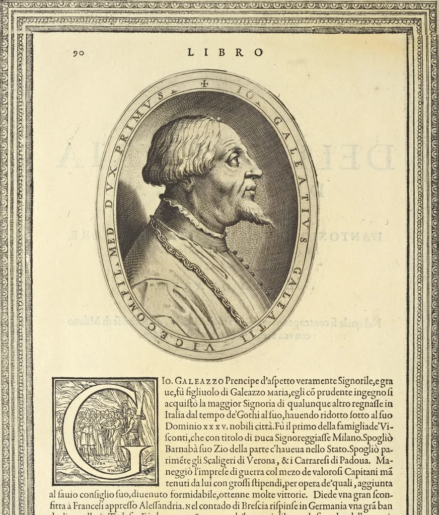 An illustration from Cremona fedelissima citta et nobilissima colonia de Romani : rappresentata in disegno col svo contado et illvstrata d'vna breve historia delle cose piv notabili appartenenti ad essa et de i ritratti natvrali de dvchi et dvchesse di Milano e compendio delle lor vite, 1585, leaf 185