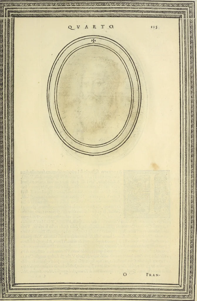 An illustration from Cremona fedelissima citta et nobilissima colonia de Romani : rappresentata in disegno col svo contado et illvstrata d'vna breve historia delle cose piv notabili appartenenti ad essa et de i ritratti natvrali de dvchi et dvchesse di Milano e compendio delle lor vite, 1585, leaf 200