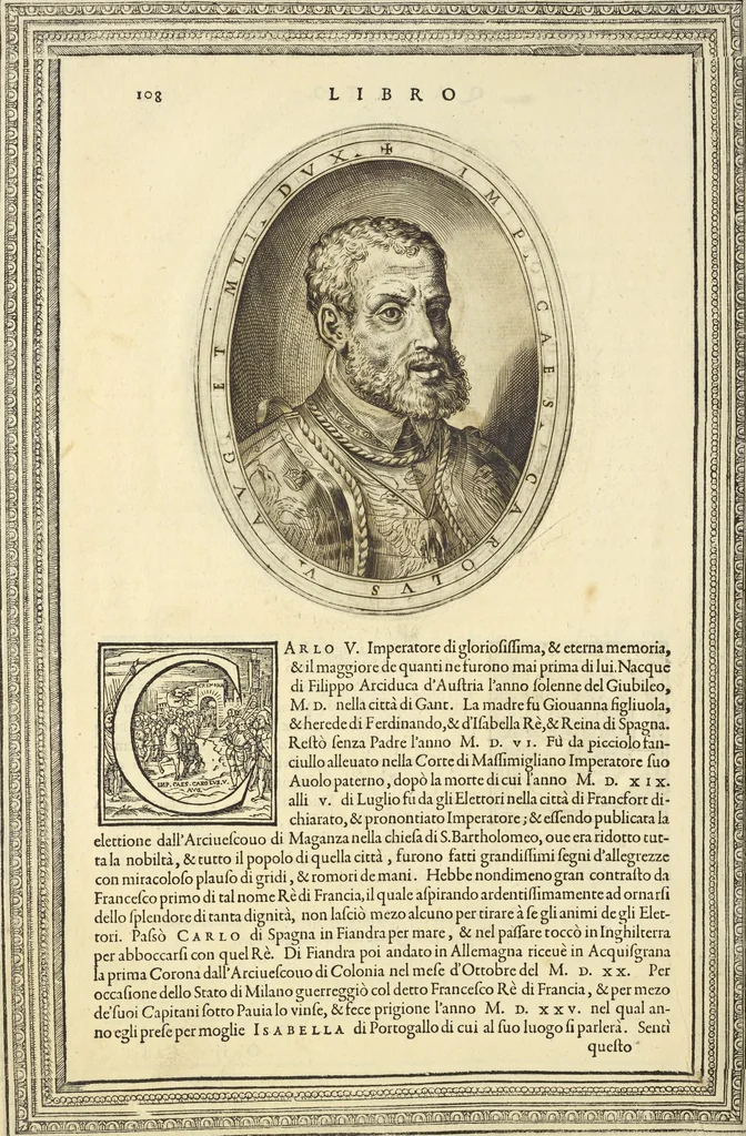 An illustration from Cremona fedelissima citta et nobilissima colonia de Romani : rappresentata in disegno col svo contado et illvstrata d'vna breve historia delle cose piv notabili appartenenti ad essa et de i ritratti natvrali de dvchi et dvchesse di Milano e compendio delle lor vite, 1585, leaf 203
