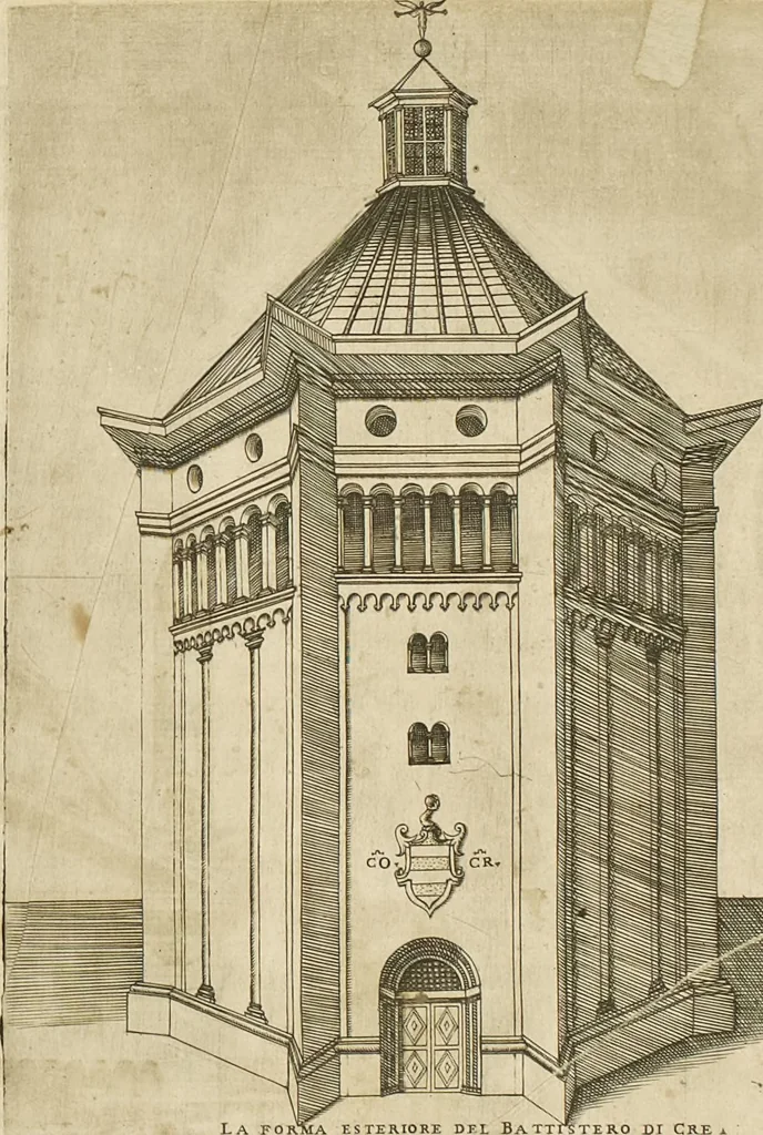 An illustration from Cremona fedelissima citta et nobilissima colonia de Romani : rappresentata in disegno col svo contado et illvstrata d'vna breve historia delle cose piv notabili appartenenti ad essa et de i ritratti natvrali de dvchi et dvchesse di Milano e compendio delle lor vite, 1585, leaf 220