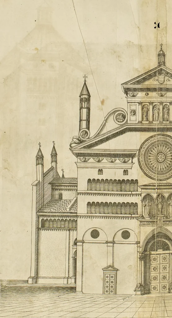 An illustration from Cremona fedelissima citta et nobilissima colonia de Romani : rappresentata in disegno col svo contado et illvstrata d'vna breve historia delle cose piv notabili appartenenti ad essa et de i ritratti natvrali de dvchi et dvchesse di Milano e compendio delle lor vite, 1585, leaf 221