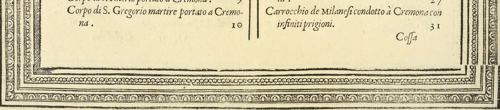 An illustration from Cremona fedelissima citta et nobilissima colonia de Romani : rappresentata in disegno col svo contado et illvstrata d'vna breve historia delle cose piv notabili appartenenti ad essa et de i ritratti natvrali de dvchi et dvchesse di Milano e compendio delle lor vite, 1585, leaf 227
