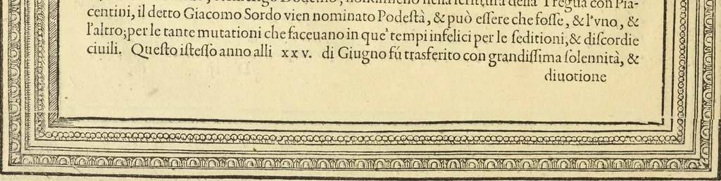 An illustration from Cremona fedelissima citta et nobilissima colonia de Romani : rappresentata in disegno col svo contado et illvstrata d'vna breve historia delle cose piv notabili appartenenti ad essa et de i ritratti natvrali de dvchi et dvchesse di Milano e compendio delle lor vite, 1585, leaf 39