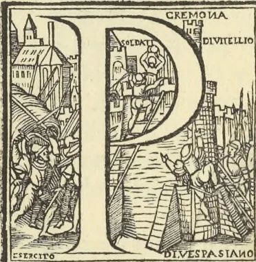 An illustration from Cremona fedelissima citta et nobilissima colonia de Romani : rappresentata in disegno col svo contado et illvstrata d'vna breve historia delle cose piv notabili appartenenti ad essa et de i ritratti natvrali de dvchi et dvchesse di Milano e compendio delle lor vite, 1585, leaf 56