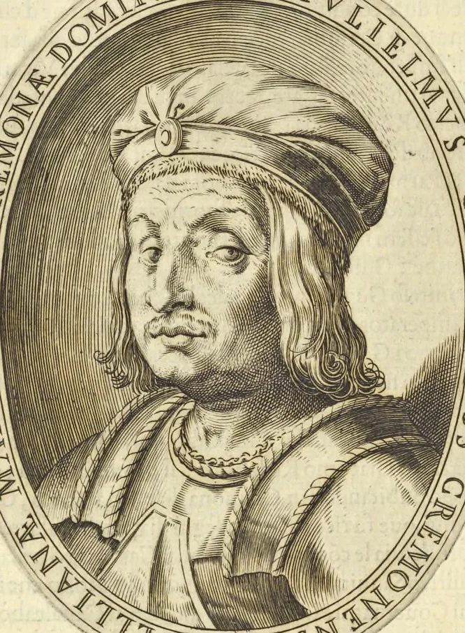 An illustration from Cremona fedelissima citta et nobilissima colonia de Romani : rappresentata in disegno col svo contado et illvstrata d'vna breve historia delle cose piv notabili appartenenti ad essa et de i ritratti natvrali de dvchi et dvchesse di Milano e compendio delle lor vite, 1585, leaf 77
