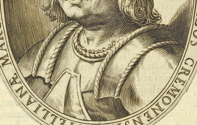 An illustration from Cremona fedelissima citta et nobilissima colonia de Romani : rappresentata in disegno col svo contado et illvstrata d'vna breve historia delle cose piv notabili appartenenti ad essa et de i ritratti natvrali de dvchi et dvchesse di Milano e compendio delle lor vite, 1585, leaf 77