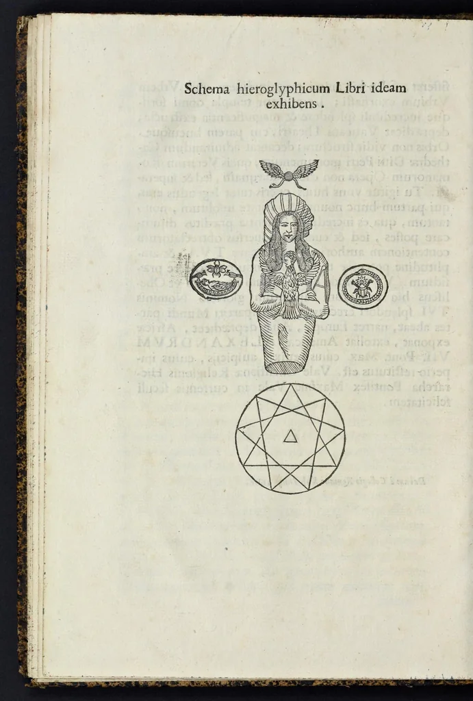 An illustration from Ad Alexandrum VII. Pont. Max. Obelisci Aegyptiaci : nuper inter Isaei Romani rudera effossi interpretatio hieroglyphica, 1666, leaf 11