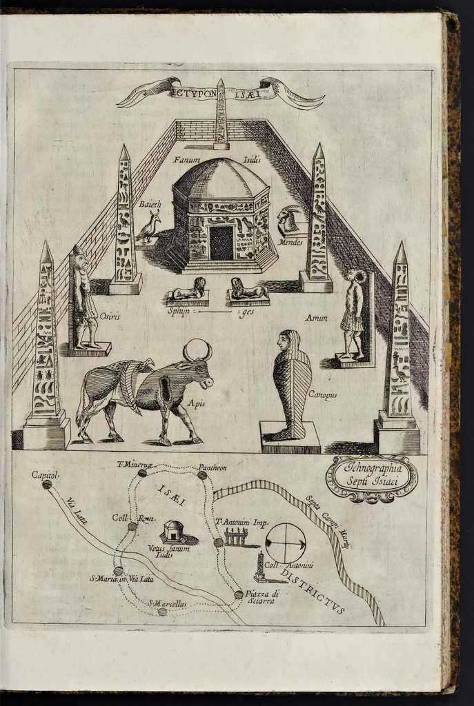 An illustration from Ad Alexandrum VII. Pont. Max. Obelisci Aegyptiaci : nuper inter Isaei Romani rudera effossi interpretatio hieroglyphica, 1666, leaf 38