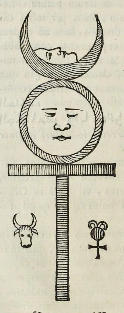 An illustration from Ad Alexandrum VII. Pont. Max. Obelisci Aegyptiaci : nuper inter Isaei Romani rudera effossi interpretatio hieroglyphica, 1666, leaf 77