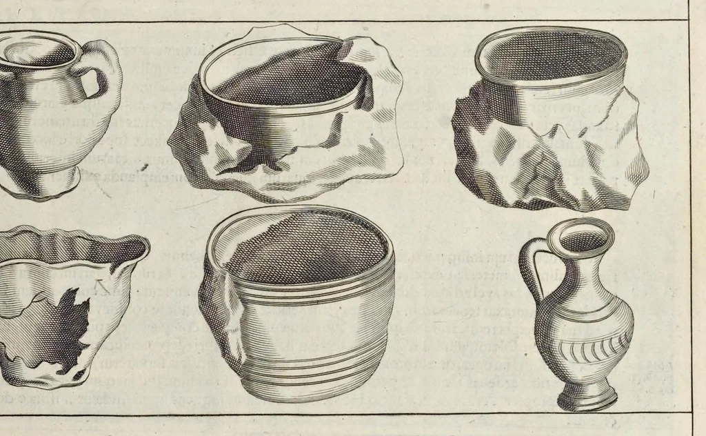 An illustration from Roma subterranea novissima : in qva post Antonivm Bosivm antesignanvm, Jo. Severanum congreg. oratorii presbyterum, et celebres alios scriptores : antiqvua Christianorum et praecipue martyrum cœmeteria, tituli, monimenta, epitaphia, inscriptiones ac nobiliora sanctorum sepulchra : sex libris distincta illustrantur et quamplurimæ res ecclesiasticæ iconibus graphice describuntur, ac multiplici tum sacra, tum profana eruditione declarantur : cum duplici indice, capitum & rerum locupletissimo : opera et studio, 1659, leaf 322
