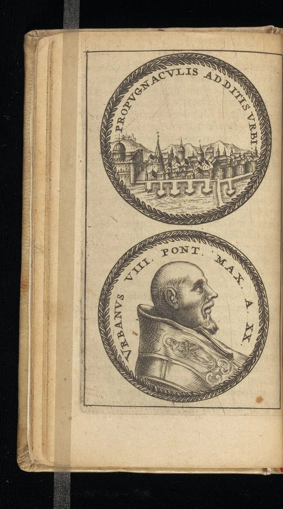 An illustration from Laurentii Banck Norcopensis Gothi, J.U.D. & profess. Frisii, Roma triumphans seu Actus inaugurationum & coronationum pontificum Romanorum & in spetie. Innocentii X. pont. max. brevis descriptio : cum omnibus triumphis & ceremoniis eidem actui additis. Accessit in fine appendix, de quarundam Roman. pontific. cerimoniarum origine. Cum triplici indice, capitum, rerum & verborum, ac Latino-Barbaro, 1656, leaf 31