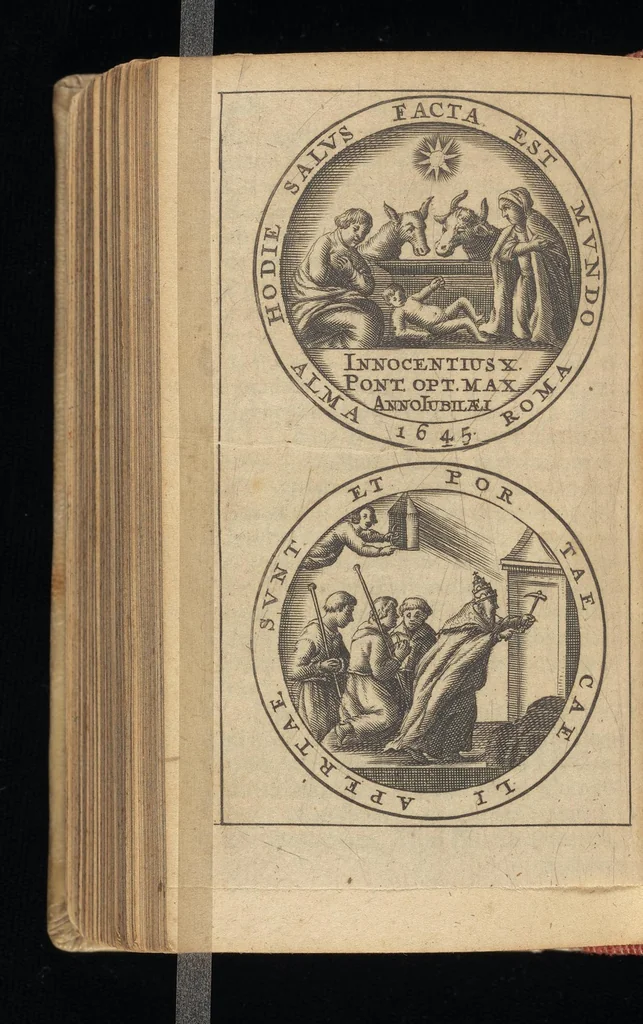 An illustration from Laurentii Banck Norcopensis Gothi, J.U.D. & profess. Frisii, Roma triumphans seu Actus inaugurationum & coronationum pontificum Romanorum & in spetie. Innocentii X. pont. max. brevis descriptio : cum omnibus triumphis & ceremoniis eidem actui additis. Accessit in fine appendix, de quarundam Roman. pontific. cerimoniarum origine. Cum triplici indice, capitum, rerum & verborum, ac Latino-Barbaro, 1656, leaf 525