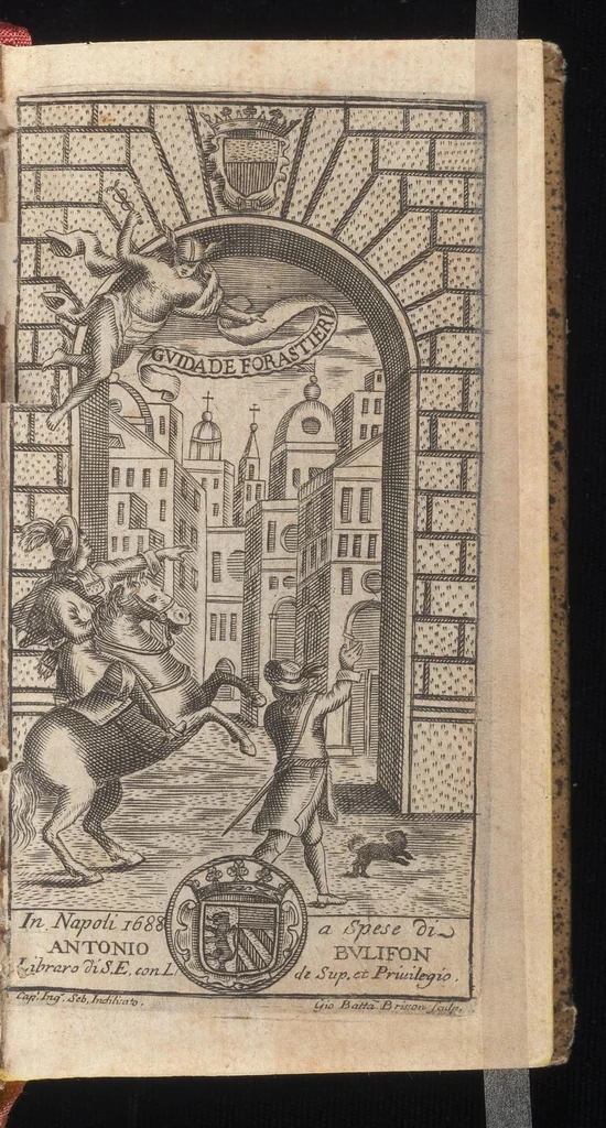 An illustration from Guida de' forestieri : curiosi di vedere, e d'intendere le cose più notabili della regal città di Napoli, e del suo amenissimo distretto, 1688, leaf 4