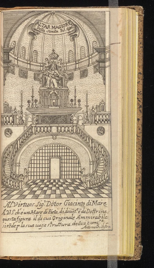 An illustration from Guida de' forestieri : curiosi di vedere, e d'intendere le cose più notabili della regal città di Napoli, e del suo amenissimo distretto, 1688, leaf 570