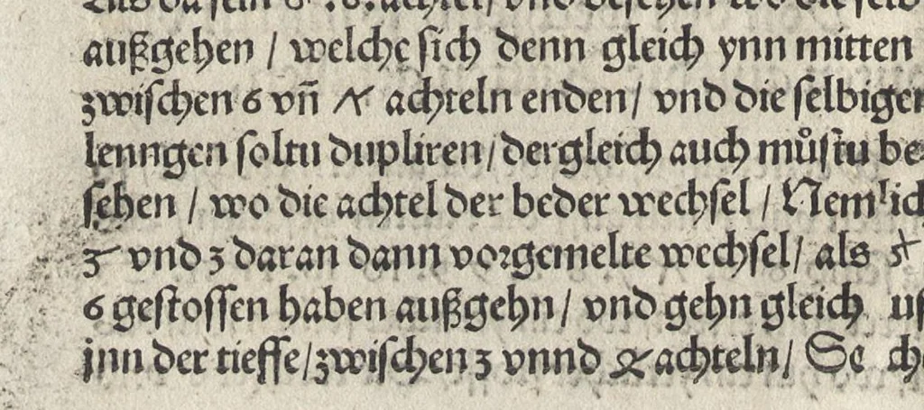 An illustration from Ein new Visier büchlein : Welches jnnhelt wie man durch den Quadraten auff eines yeden Lands Eych, ein Rütten zü beraytten, vnd damit yetlichs vnbekants fass Visieren, vnd solches jnnhalt erkennen soll, 1531, leaf 29