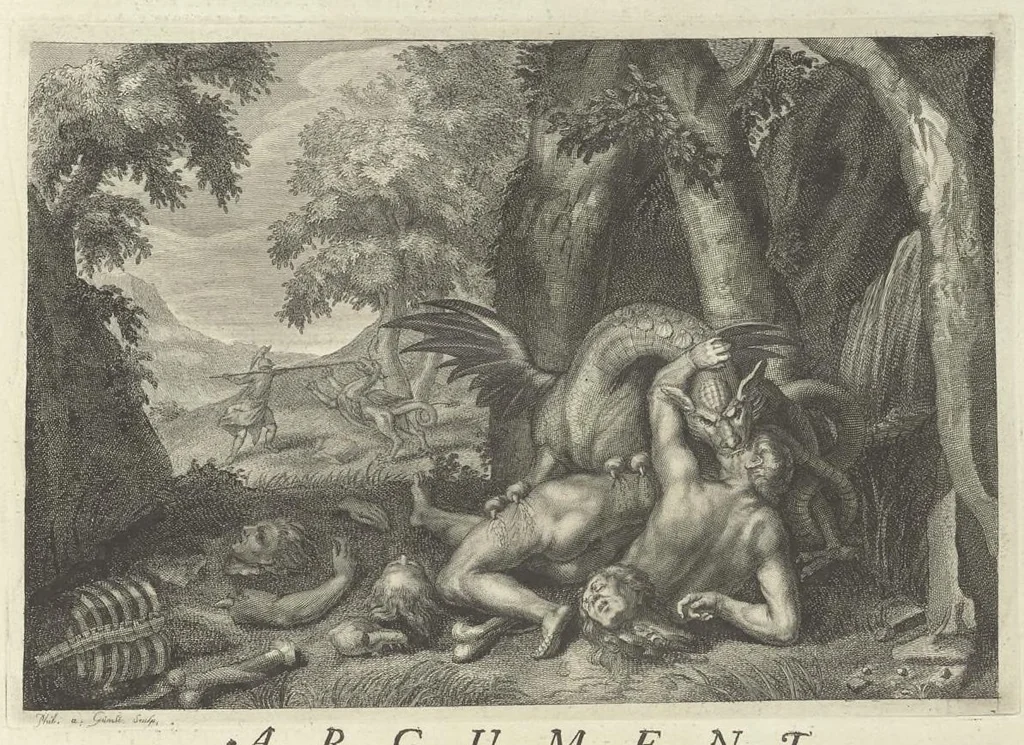 An illustration from Les Métamorphoses d'Ovide : en latin, traduites en françois, avec des remarques, et des explications historiques, 1732, leaf 100