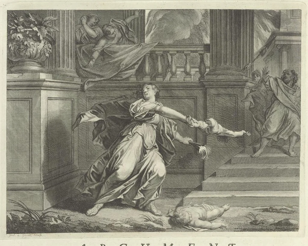 An illustration from Les Métamorphoses d'Ovide : en latin, traduites en françois, avec des remarques, et des explications historiques, 1732, leaf 243