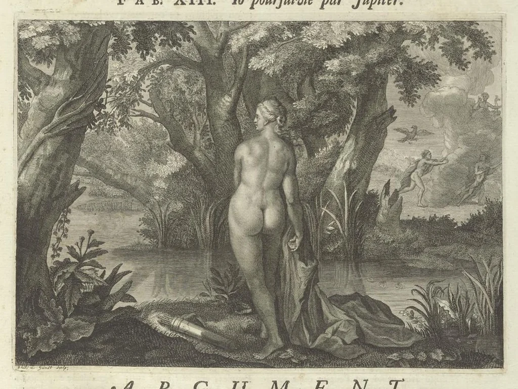 An illustration from Les Métamorphoses d'Ovide : en latin, traduites en françois, avec des remarques, et des explications historiques, 1732, leaf 48