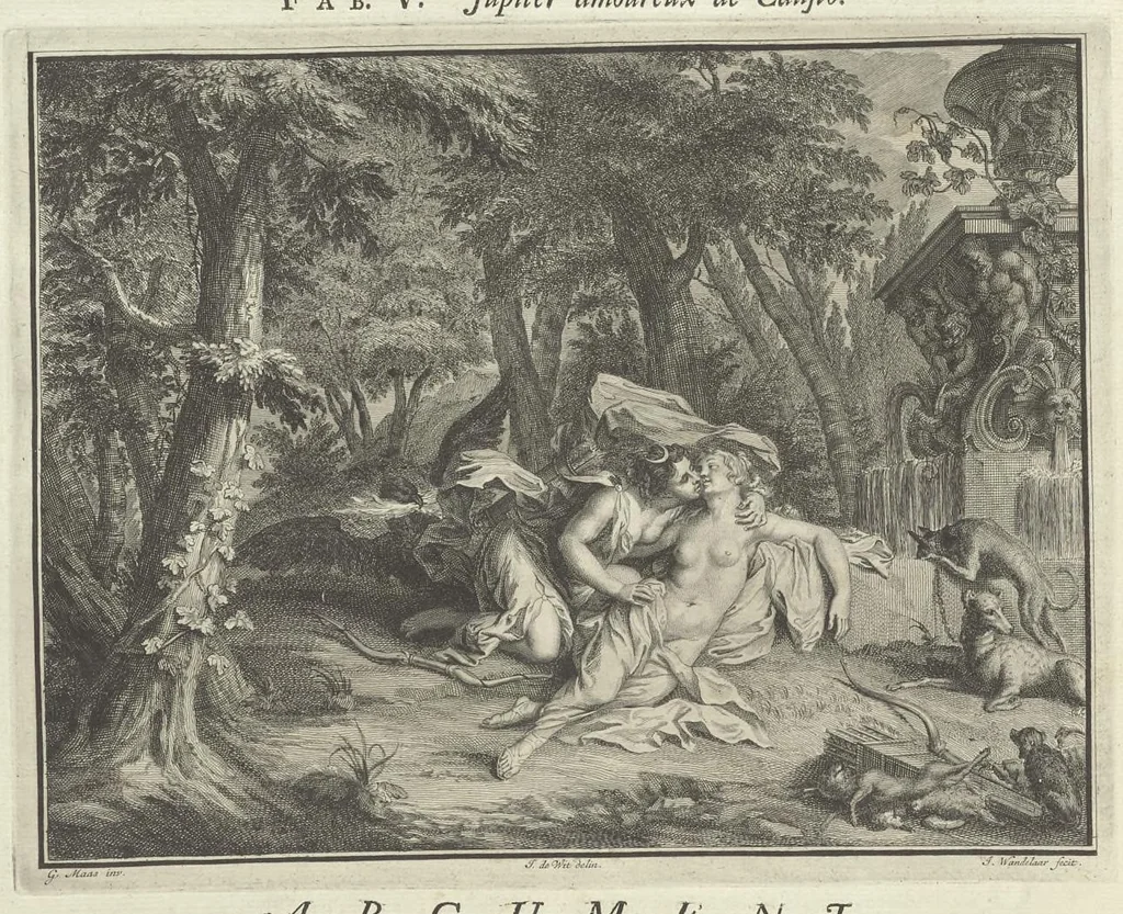 An illustration from Les Métamorphoses d'Ovide : en latin, traduites en françois, avec des remarques, et des explications historiques, 1732, leaf 75
