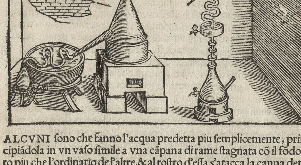 An illustration from Pirotechnia, li diece libri della pirotechnia : nelliquali si tratta non solo la diuersita delle minere, ma ancho quanto si ricerca alla prattica di effe : e di quanto s'appartiene all'arte della fusione ouer getto de metalli, e d'ogni altra cosa a questa somigliante, 1550, leaf 273