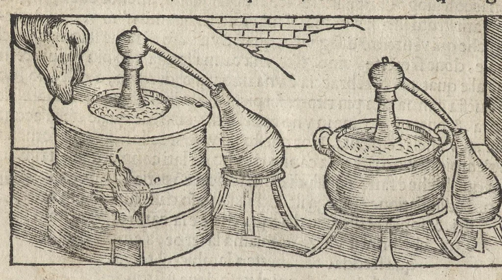 An illustration from Pirotechnia, li diece libri della pirotechnia : nelliquali si tratta non solo la diuersita delle minere, ma ancho quanto si ricerca alla prattica di effe : e di quanto s'appartiene all'arte della fusione ouer getto de metalli, e d'ogni altra cosa a questa somigliante, 1550, leaf 273