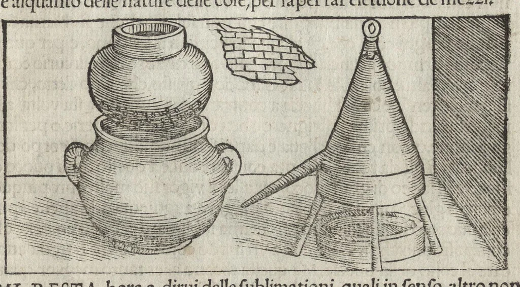 An illustration from Pirotechnia, li diece libri della pirotechnia : nelliquali si tratta non solo la diuersita delle minere, ma ancho quanto si ricerca alla prattica di effe : e di quanto s'appartiene all'arte della fusione ouer getto de metalli, e d'ogni altra cosa a questa somigliante, 1550, leaf 276
