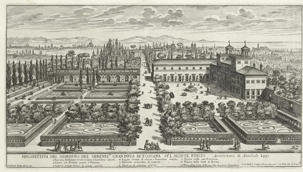 An illustration from Li giardini di Roma : con le loro piante alzate e vedvte in prospettiva, 1670, leaf 16