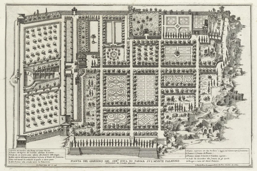 An illustration from Li giardini di Roma : con le loro piante alzate e vedvte in prospettiva, 1670, leaf 22