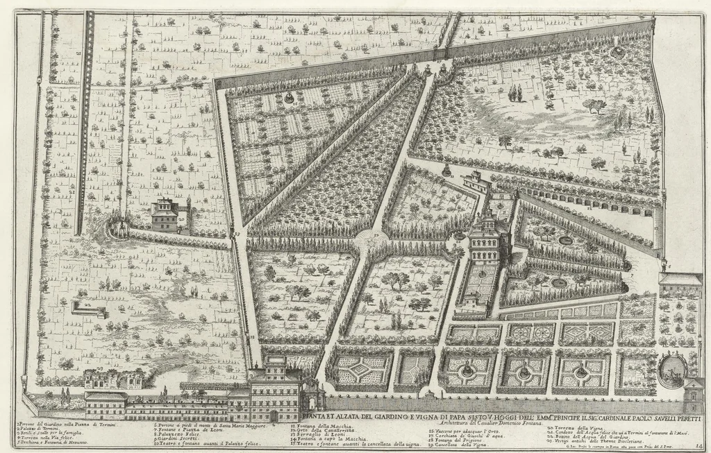 An illustration from Li giardini di Roma : con le loro piante alzate e vedvte in prospettiva, 1670, leaf 30