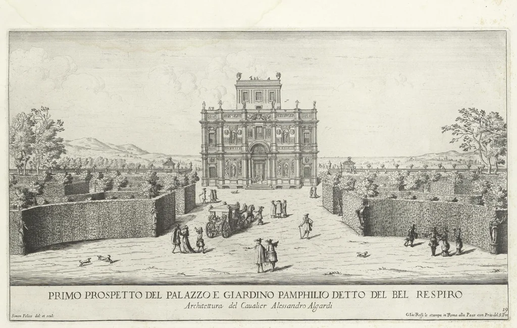 An illustration from Li giardini di Roma : con le loro piante alzate e vedvte in prospettiva, 1670, leaf 40