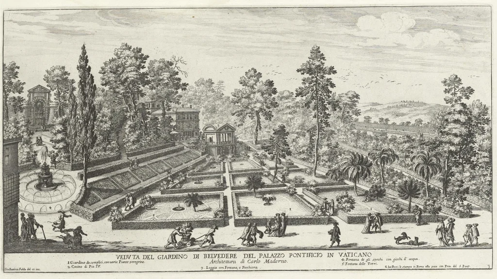 An illustration from Li giardini di Roma : con le loro piante alzate e vedvte in prospettiva, 1670, leaf 8