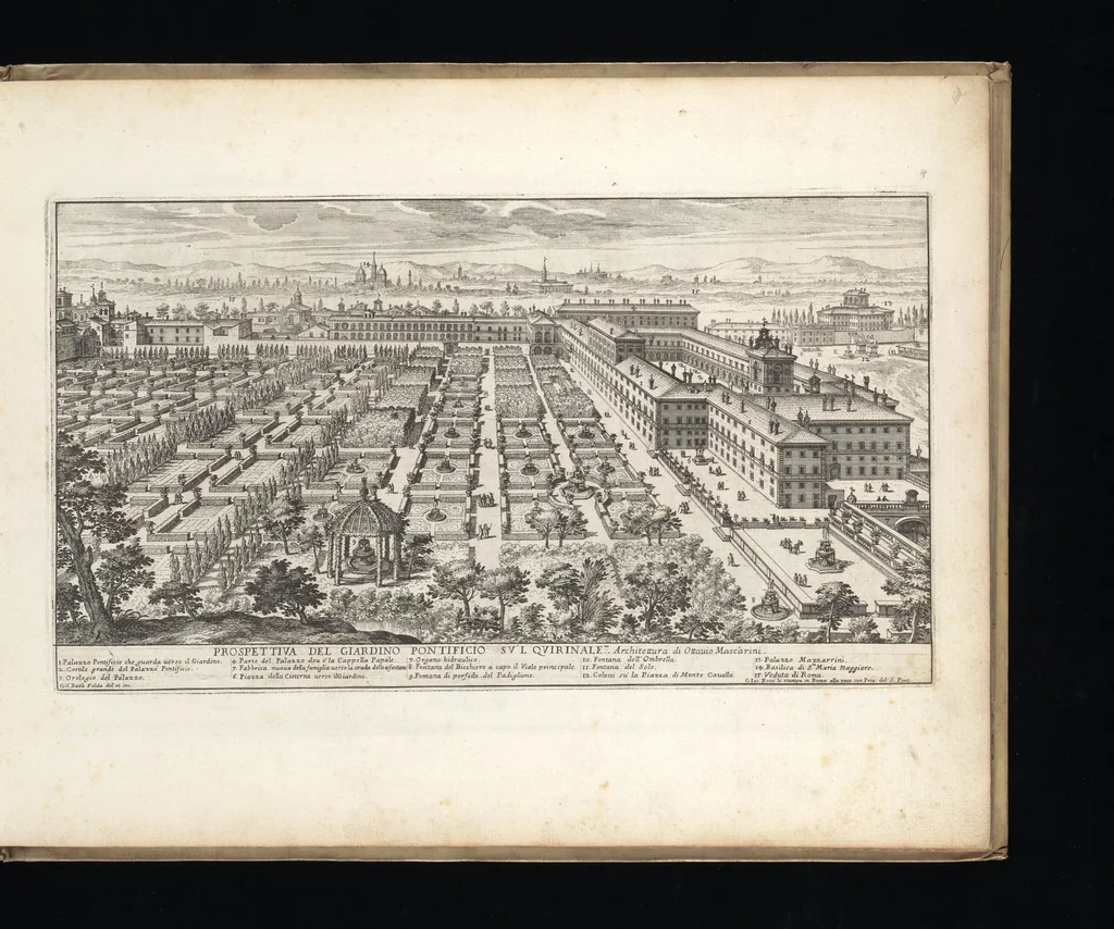 An illustration from Li giardini di Roma : con le loro piante alzate e vedvte in prospettiva, 1683, leaf 14