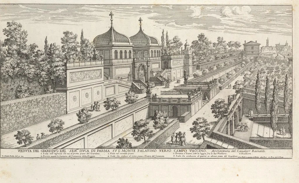 An illustration from Li giardini di Roma : con le loro piante alzate e vedvte in prospettiva, 1683, leaf 22