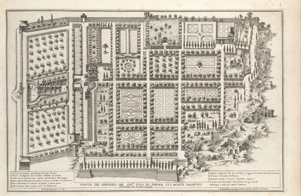 An illustration from Li giardini di Roma : con le loro piante alzate e vedvte in prospettiva, 1683, leaf 24
