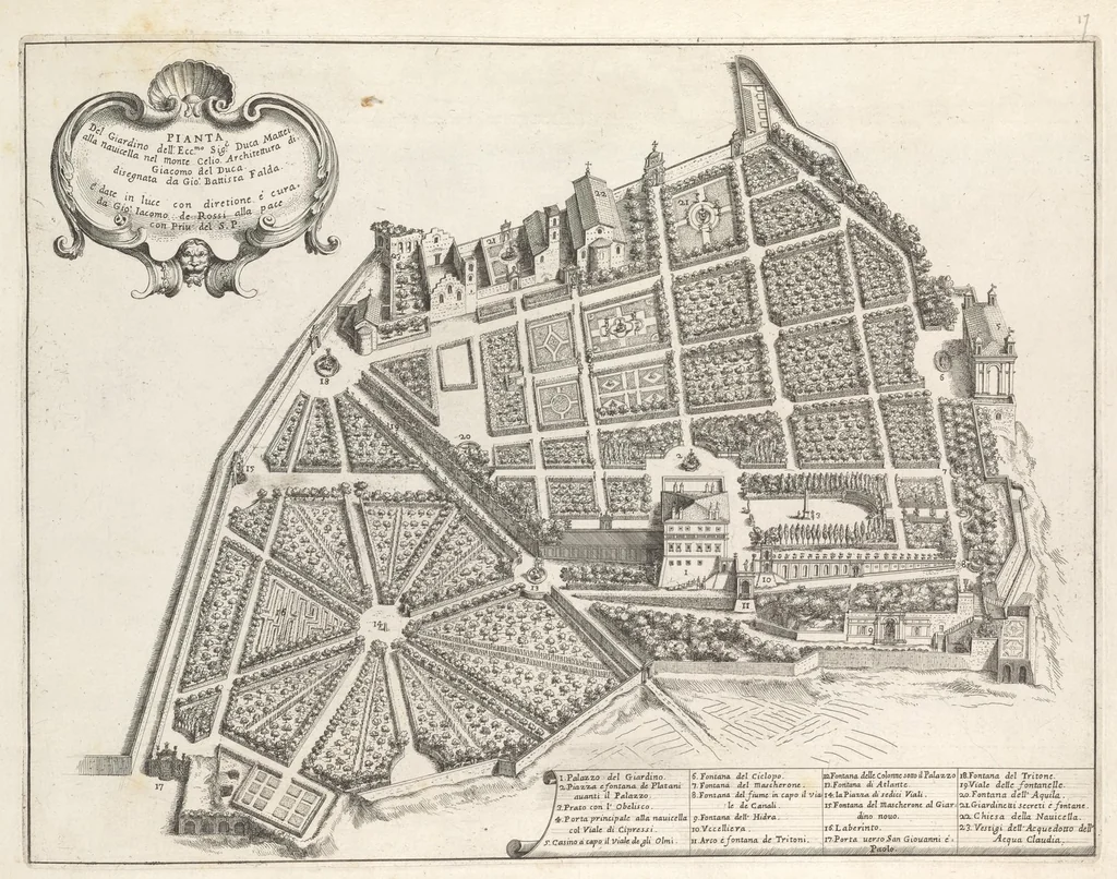 An illustration from Li giardini di Roma : con le loro piante alzate e vedvte in prospettiva, 1683, leaf 40