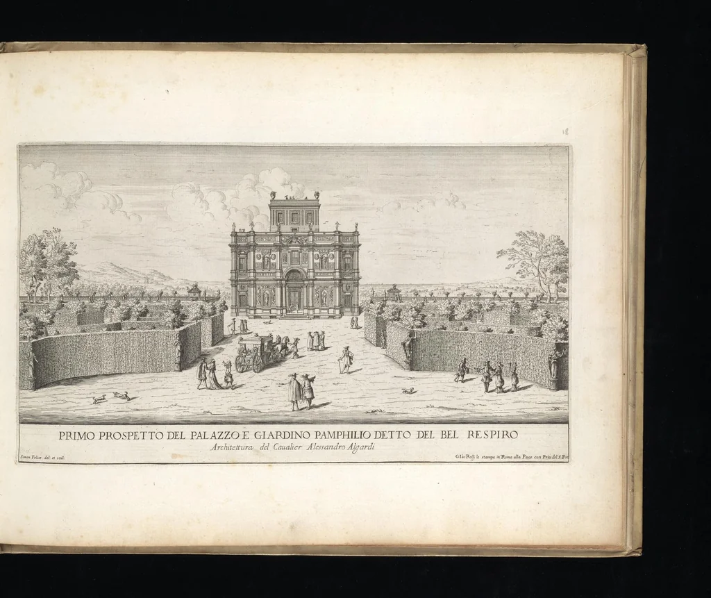 An illustration from Li giardini di Roma : con le loro piante alzate e vedvte in prospettiva, 1683, leaf 42