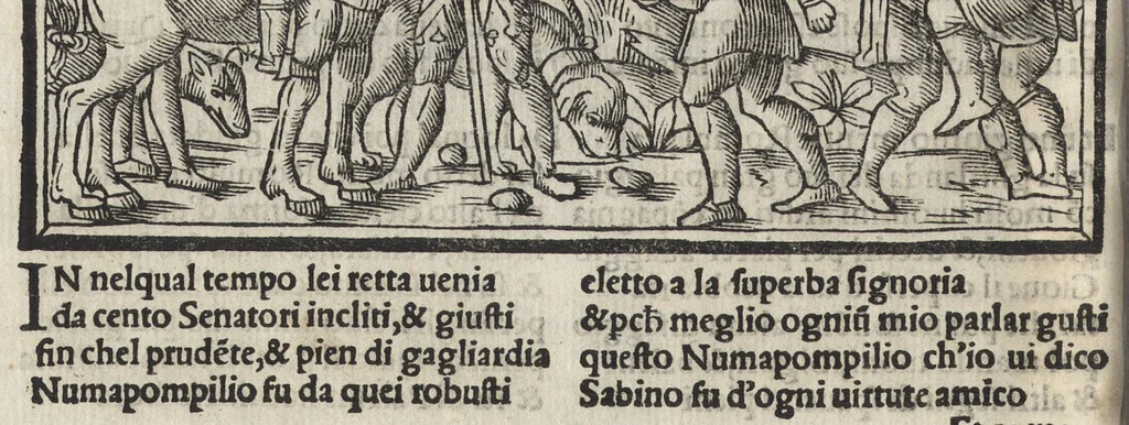 An illustration from Di Ovidio Le metamorphosi, cioe, Trasmutationi : tradotte dal latino diligentemente in uolgar uerso, con le sue allegorie, significatione & dichiaratione delle fabole in prosa, 1533, leaf 327