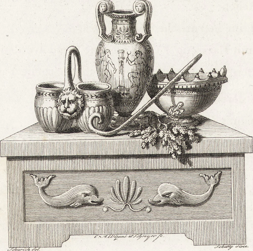An illustration from Darstellung und Geschichte des Geschmacks der vorzüglichsten Völker in Beziehung auf die innere Auszierung der Zimmer und auf die Baukunst, 1796, leaf 33