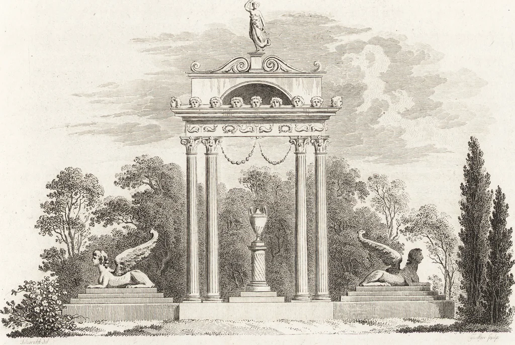 An illustration from Darstellung und Geschichte des Geschmacks der vorzüglichsten Völker in Beziehung auf die innere Auszierung der Zimmer und auf die Baukunst, 1796, leaf 34