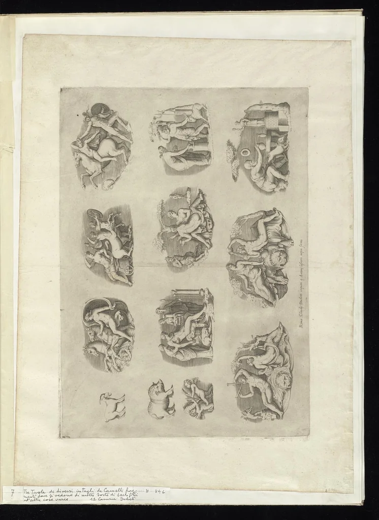 An illustration from Specvlvm Romanae magnificentiae : omnia fere qvaecvnq- in vrbe monvmenta extant partim ivxta antiqvam partim ivxta hodiernam formam accuratiss. delineata repraesentans : accesserunt non paucae tum antiquarum tum modernarum rerum urbis figurae nusquam antehac aeditae ..., 1544, leaf 16