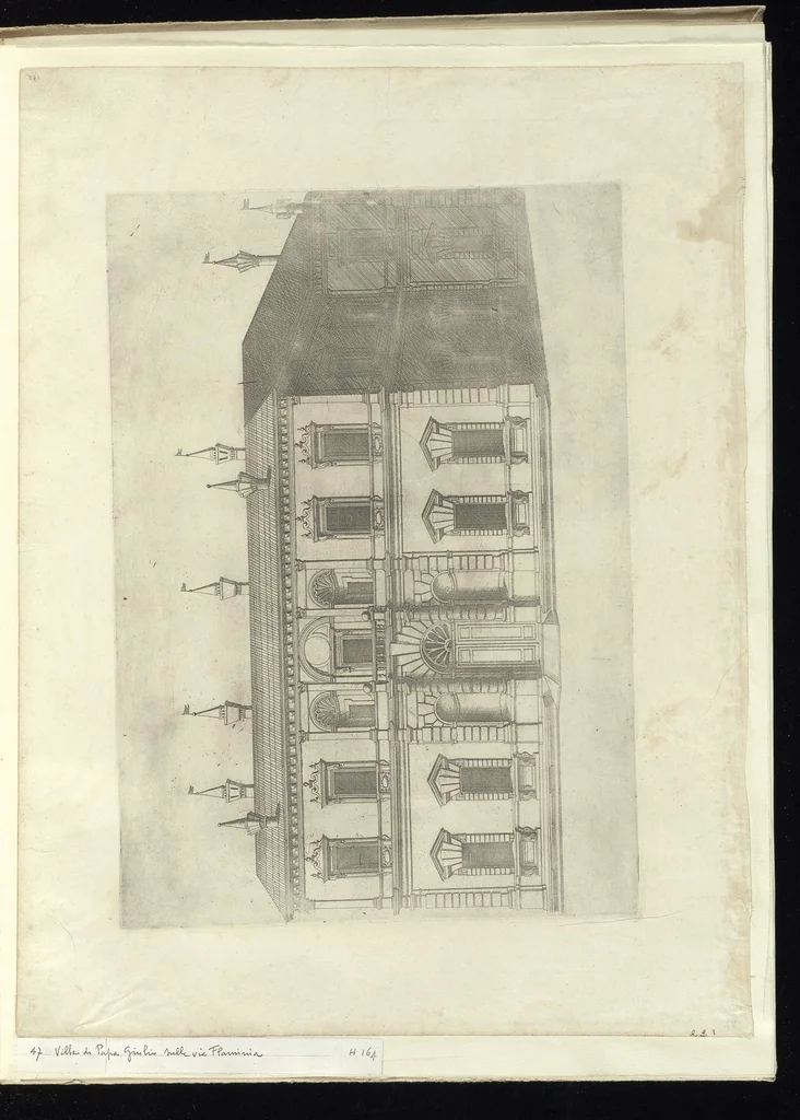 An illustration from Specvlvm Romanae magnificentiae : omnia fere qvaecvnq- in vrbe monvmenta extant partim ivxta antiqvam partim ivxta hodiernam formam accuratiss. delineata repraesentans : accesserunt non paucae tum antiquarum tum modernarum rerum urbis figurae nusquam antehac aeditae ..., 1544, leaf 102