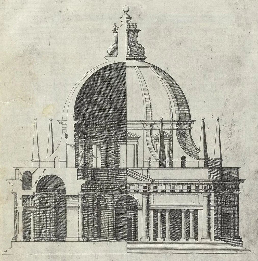 An illustration from Specvlvm Romanae magnificentiae : omnia fere qvaecvnq- in vrbe monvmenta extant partim ivxta antiqvam partim ivxta hodiernam formam accuratiss. delineata repraesentans : accesserunt non paucae tum antiquarum tum modernarum rerum urbis figurae nusquam antehac aeditae ..., 1544, leaf 118
